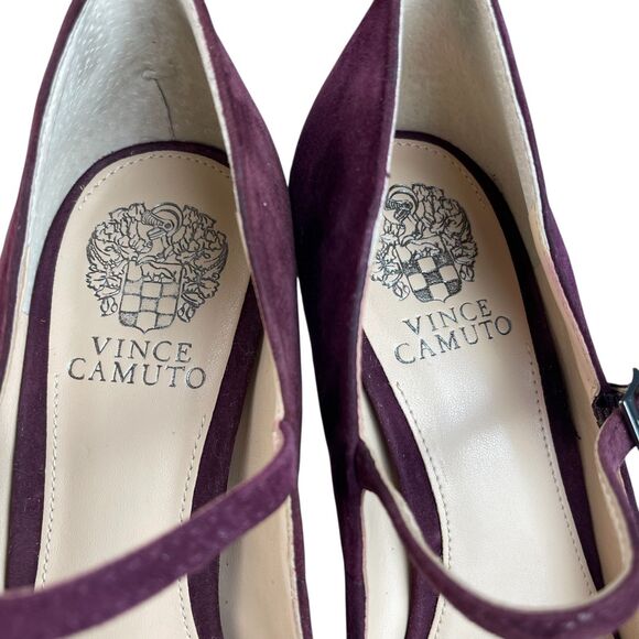 Vince Camuto Women's Joshlynn Mary Jane Pumps 8.5M Burgundy Suede Platform Heels - Picture 10 of 12